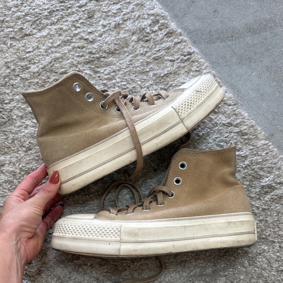 Converse Shoes - Converse High-Top Tan Sneakers Platform Size 6